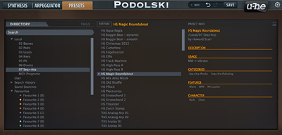 Preset browser in Podolski