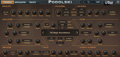 Podolski's main synth interface