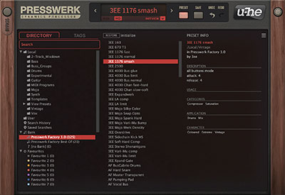 Presswerk's preset browser