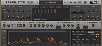 Zebralette main interface with modulation