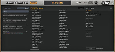 Zebralette preset browser